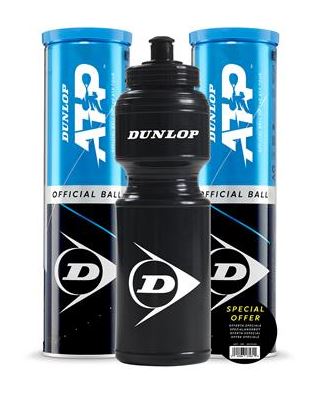 Dunlop ATP  2 x 4er Dose mit Dunlop Trinkflasche