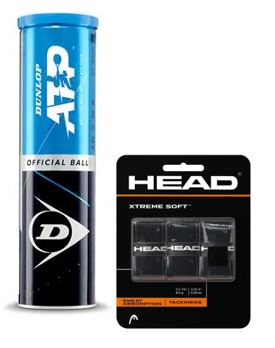 Dunlop ATP 4er gelb mit 1 Packung Head Xtreme  Soft 3er, schwarz