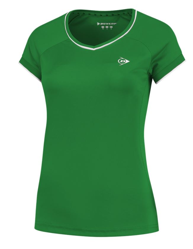 Dunlop Girl Club Line Crew Tee, green/white